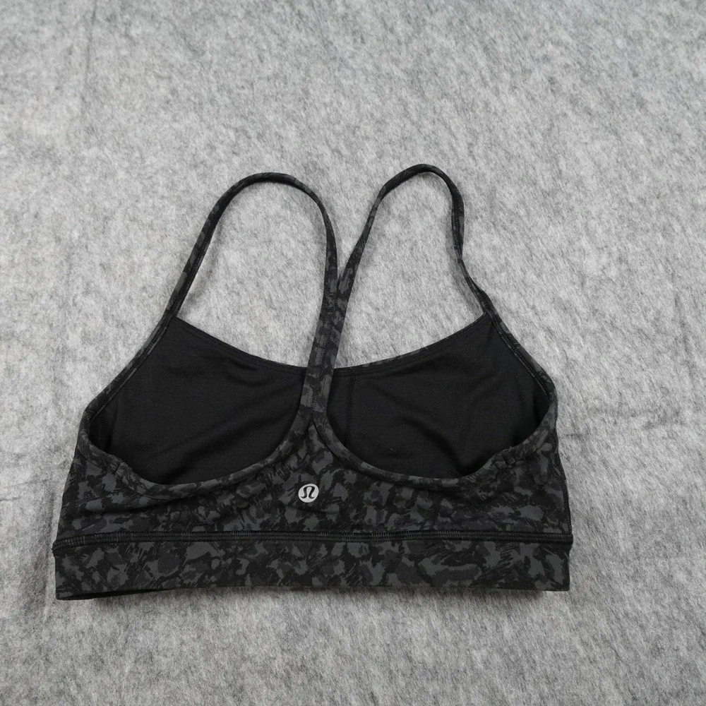 Lululemon Bra Womens 6 Gray Black Coal Flow Y Racerback Running‎ Gym Workout